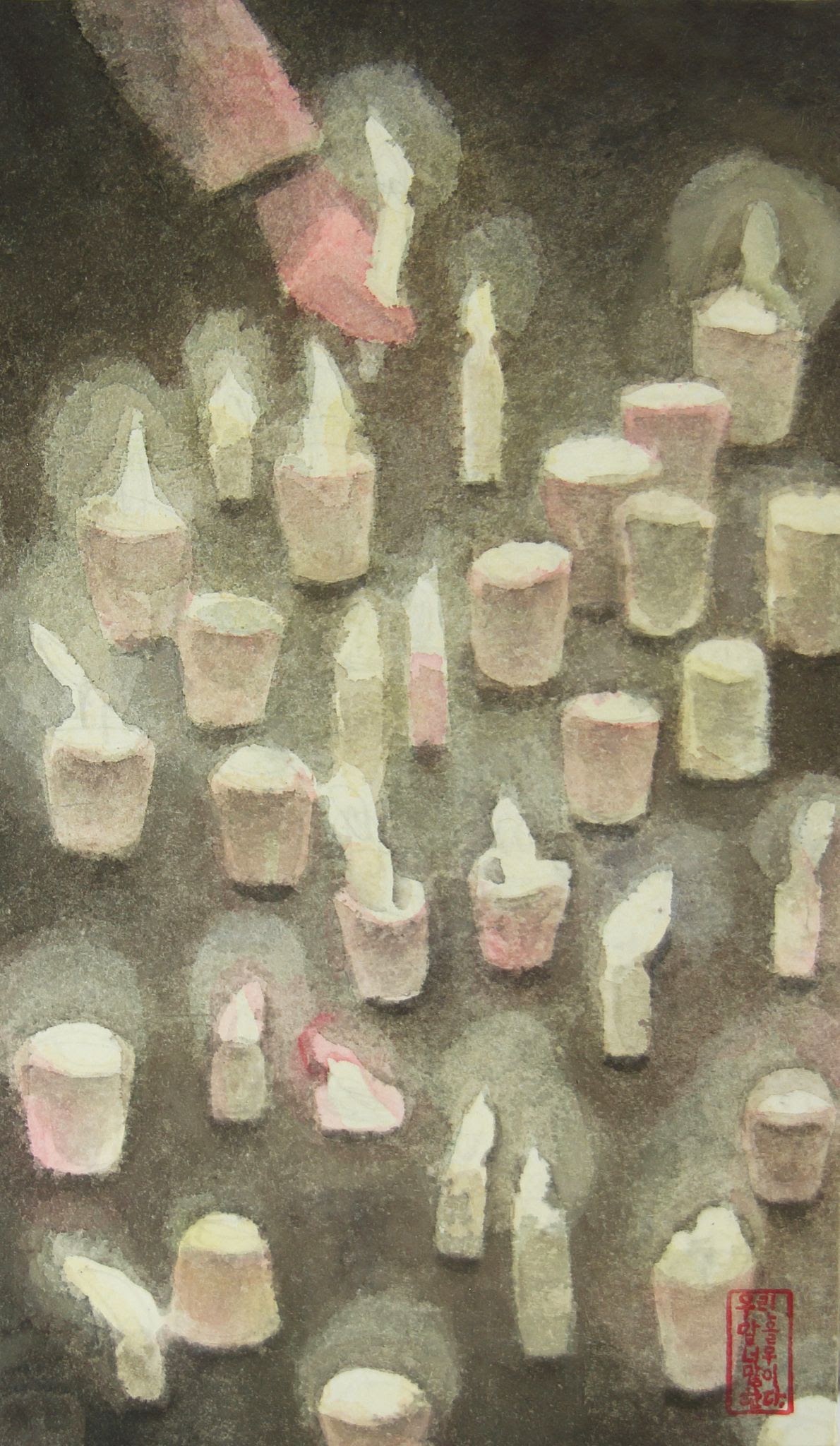 서울의 빛 (Light in Seoul) — hanji painting by Kim Hye Jung