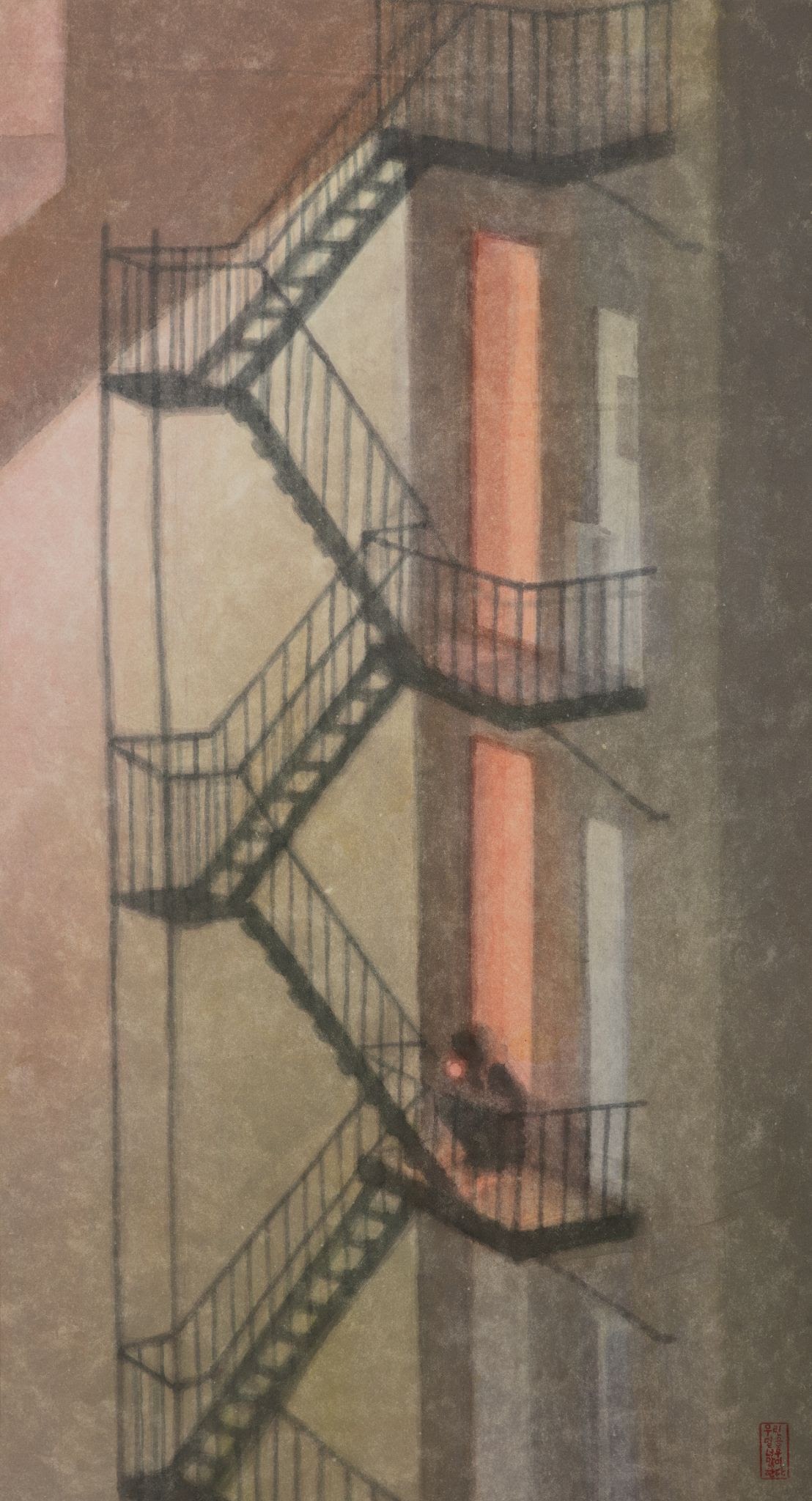 Other side of buildings — hanji painting by Kim Hye Jung