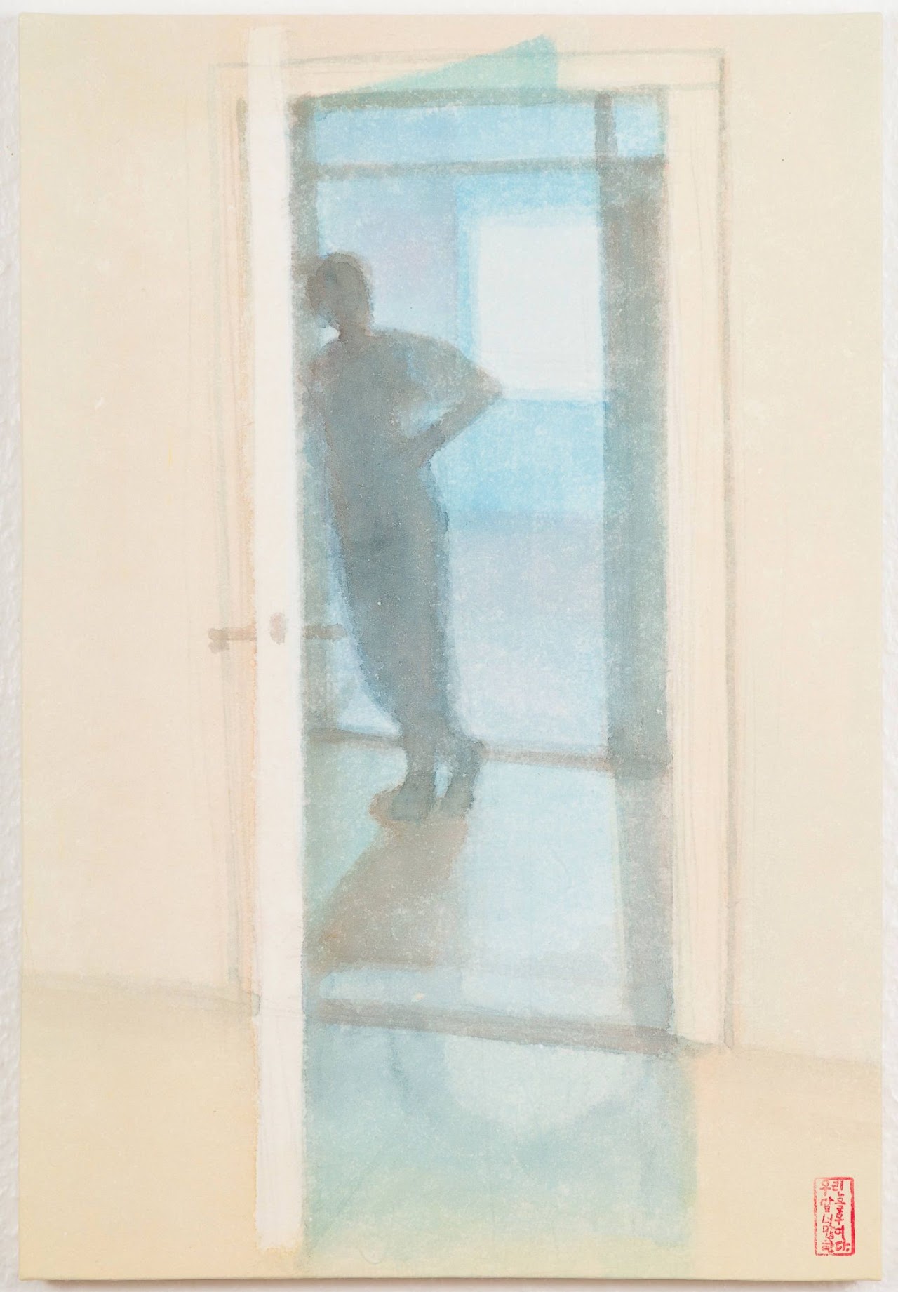 기댄 채 서 있는 (Standing while leaning) — hanji painting by Kim Hye Jung