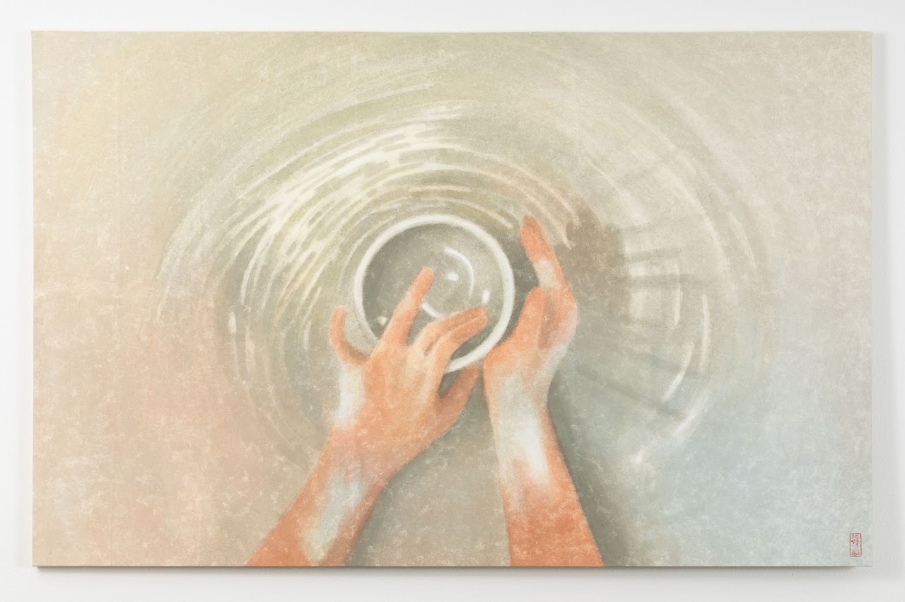 Wheel throwing — hanji painting by Kim Hye Jung