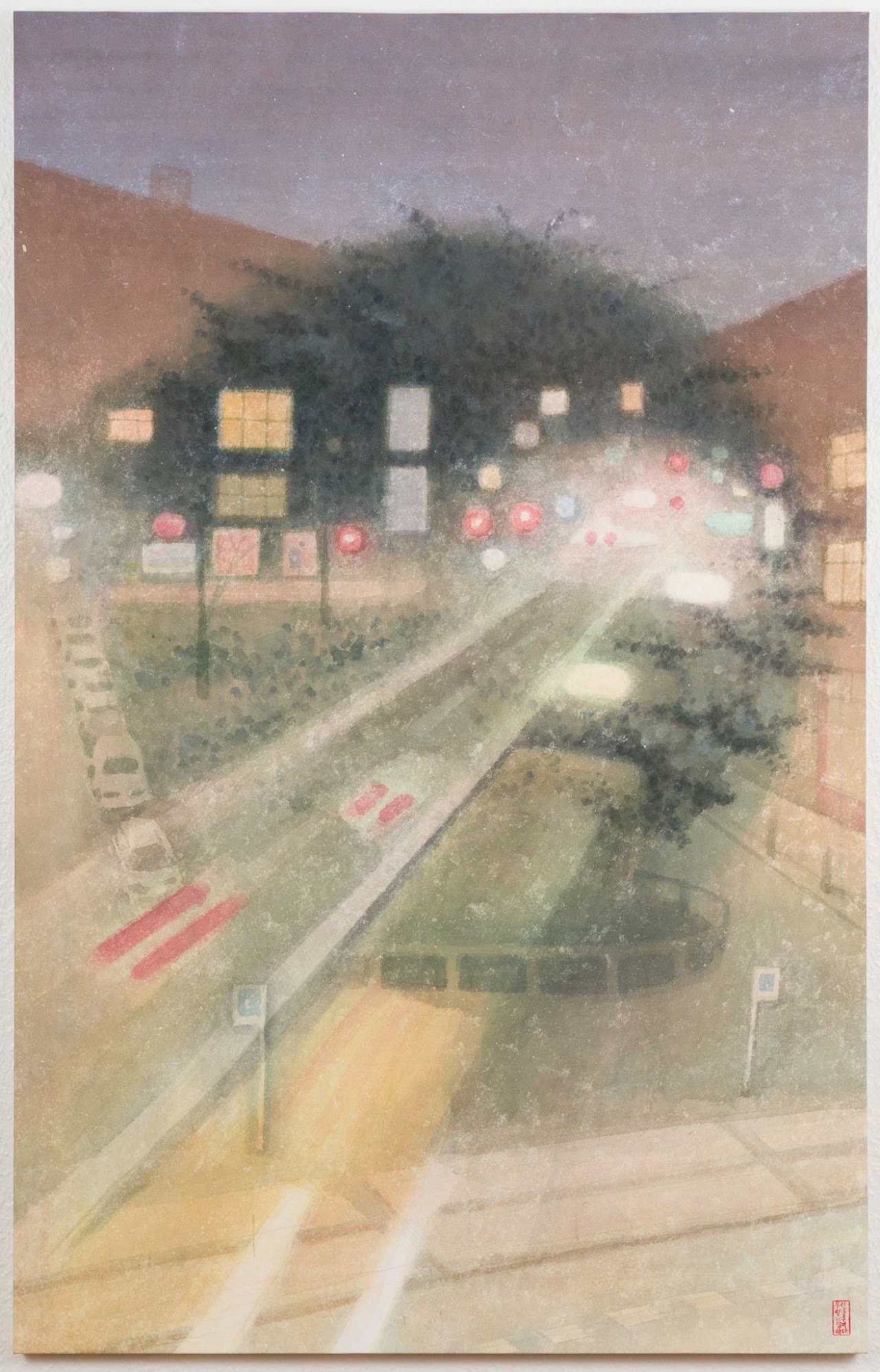 도시의 밤 (Night in the city) — hanji painting by Kim Hye Jung