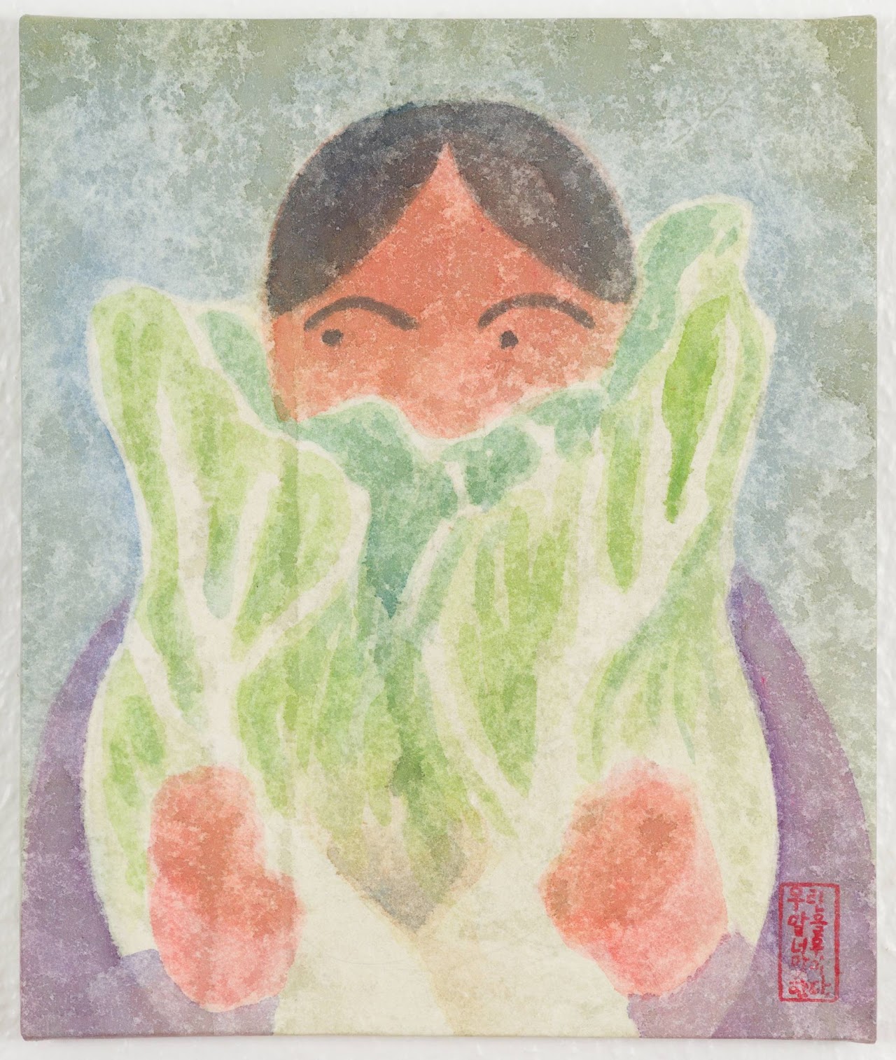 배추 (Kimchi cabbage) — hanji painting by Kim Hye Jung
